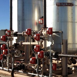 A series of electric actuators installation